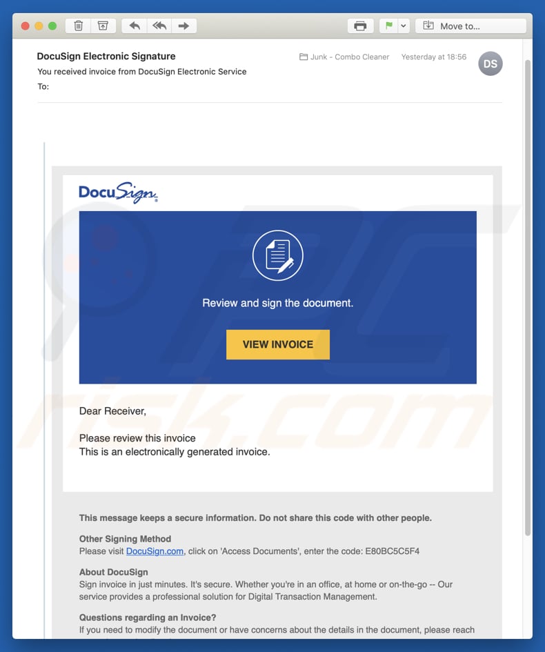 outlook for mac docusign spam